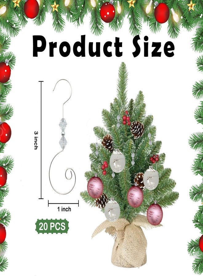 RED-SHYN 20 Pcs Christmas Ornament Hooks Beaded Hangers with Acrylic Wire Crystal Decor for Xmas Tree Party Crafts Decoration(Silver) - Image 2